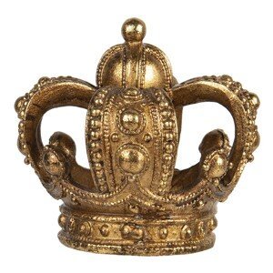 Zlatý svícen s patinou ve tvaru koruny na čajovou svíčku - 8*7 cm Clayre & Eef