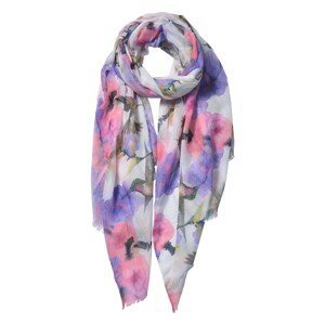 Bílo růžovo fialový šátek s kolibříky - 70*180 cm Clayre & Eef