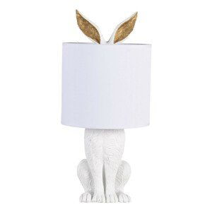 Bílá stolní lampa zajíc se zlatýma ušima - Ø 20*45 cm E27/max 1*60W Clayre & Eef