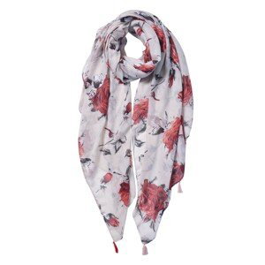 Bílý šátek s růžemi - 90*180 cm Clayre & Eef