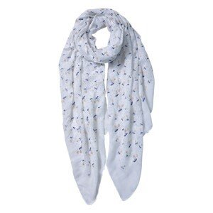 Světle šedý šátek s potiskem lístků - 70*180 cm Clayre & Eef