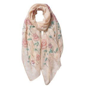 Béžový šátek s růžemi - 70*180 cm Clayre & Eef
