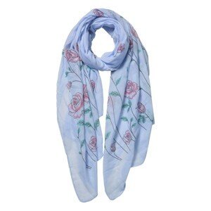 Modrý šátek s potiskem růží - 70*180 cm Clayre & Eef