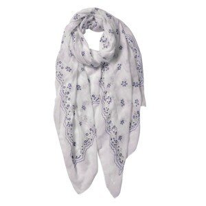 Bílý šátek s květy - 70*180 cm Clayre & Eef