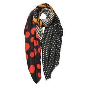 Černo oranžovo červený šátek s puntíky - 80*180 cm Clayre & Eef