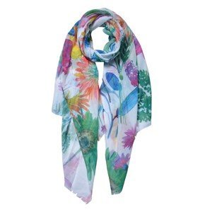 Šedý šátek s barevným potiskem květin - 70*180 cm Clayre & Eef