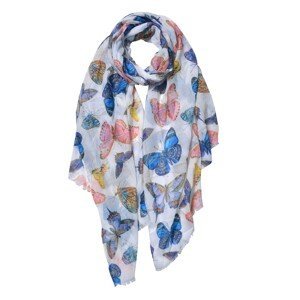 Bílý šátek s motýlky - 70*180 cm Clayre & Eef