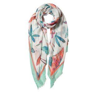 Bílý šátek s barevnými vážkami - 70*180 cm Clayre & Eef