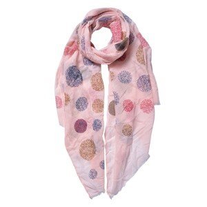 Růžový šátek s barevnými kruhy - 70*180 cm Clayre & Eef
