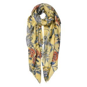 Žlutý šátek s potiskem květin - 87*180 cm Clayre & Eef