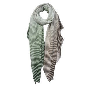 Šedo zelený proužkovaný šátek - 87*180 cm Clayre & Eef