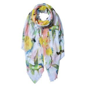 Bílý šátek s barevnými kolibříky - 80*180 cm Clayre & Eef