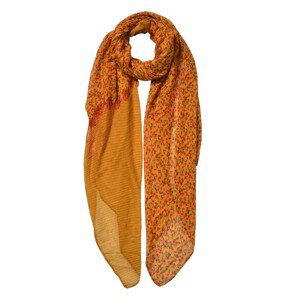 Okrový šátek s květy a puntíky - 85*180 cm Clayre & Eef