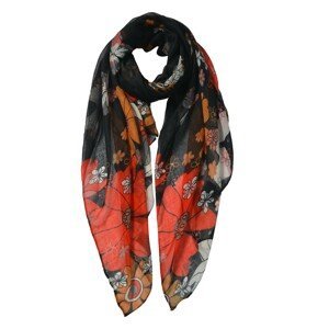 Černý šátek s barevnými květy - 85*180 cm Clayre & Eef