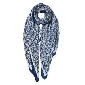 Bílo modro hnědý šátek s motivem leoparda - 85*180 cm Clayre & Eef