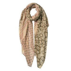 Hnědo růžový šátek s kytičkami - 85*180 cm Clayre & Eef