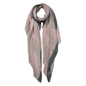 Šedo růžový kostičkovaný šátek - 85*180 cm Clayre & Eef