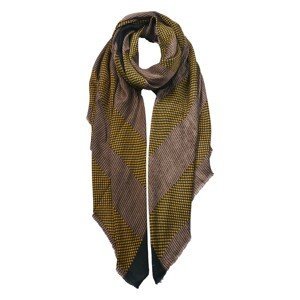 Žluto hnědý kostkovaný šátek - 85*180 cm Clayre & Eef