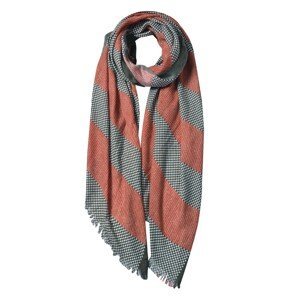 Oranžovo hnědý kostkovaný šátek - 85*180 cm Clayre & Eef