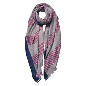 Růžovo hnědý kostkovaný a proužkovaný šátek s třásněmi - 85*180 cm Clayre & Eef