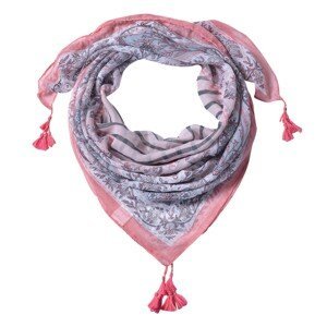 Růžový šátek s ornamenty a třásněmi - 110*110 cm Clayre & Eef