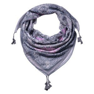 Šedivý šátek s růžovými ornamenty - 110*110 cm Clayre & Eef
