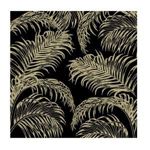 Černo-zlaté papírové ubrousky Palm - 33*33 cm (20ks) J-Line by Jolipa