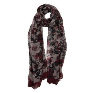 Bordovo béžový šátek s růžemi - 80*180 cm Clayre & Eef