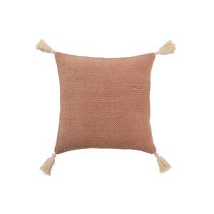 Staro-růžový bavlněný polštář se střapci Crocheted - 45*45 cm J-Line by Jolipa