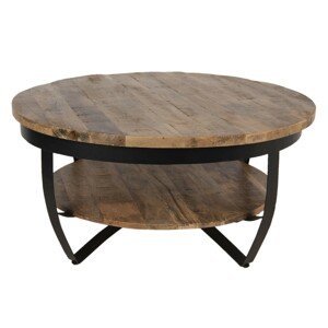 Dřevěný konferenční stolek Ruby Max s kovovou konstrukcí - Ø 90*45 cm Clayre & Eef
