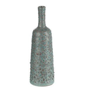 Tyrkysovo - šedá terakotová váza Relief  - Ø 9*33 cm J-Line by Jolipa