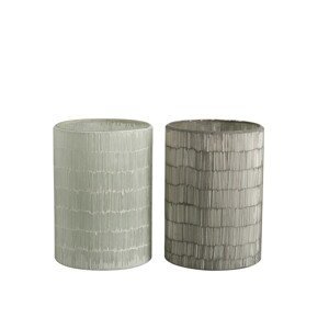 2ks veliké šedé skleněné svícny Stripe - Ø 14*20cm J-Line by Jolipa