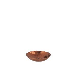 Kulatá tepaná hliníková miska na svíčku v barvě mědi - 10,5*10,5*2,5 cm J-Line by Jolipa