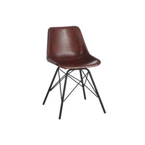 Hnědá designová židle Mocus potažená koženkou s kovovou konstrukcí - 46*49*79 cm J-Line by Jolipa