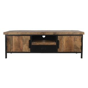 Hnědý dřevěný TV stolek Fil s kovovou konstrukcí - 145*40*50 cm Clayre & Eef