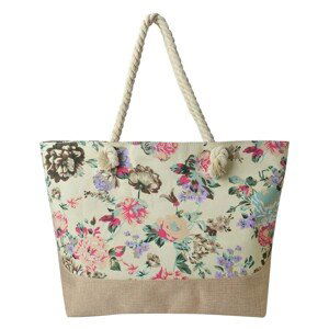 Béžovo hnědá plážová taška s květinami - 50*36 cm Clayre & Eef