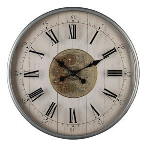 Nástěnné hodiny Cherise s ozubenými kolečky a římskými číslicemi - Ø 60*8 cm / 1*AA Clayre & Eef