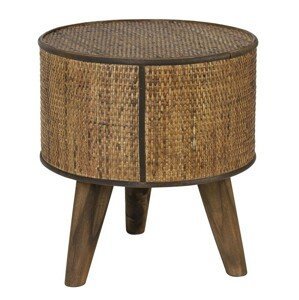 Hnědý dřevěný odkládací stolík Canya - Ø 35*39 cm Light & Living