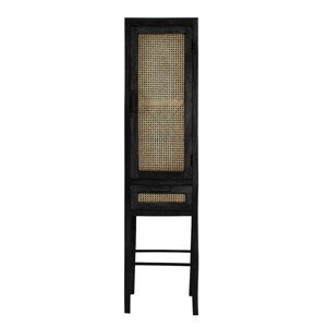 Přírodně - černá vysoká dřevěná komoda Nipas s bambusovým výpletem - 45*40*180 cm Light & Living