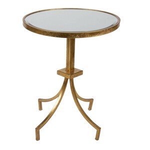 Zlatý kovový odkládací stolek Robin s patinou- Ø 50*60 cm Clayre & Eef