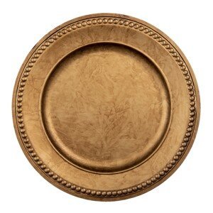 Zlato-hnědý plastový talíř s dekorem - Ø 33*2 cm Clayre & Eef