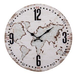 Nástěnné hodiny Gerardo s mapou - Ø 34*1 cm / 1*AA Clayre & Eef