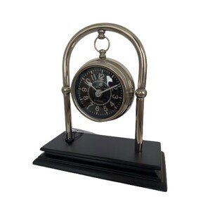 Stříbrné kovové závěsné stolní hodiny na stojánku - 19 cm Colmore by Diga