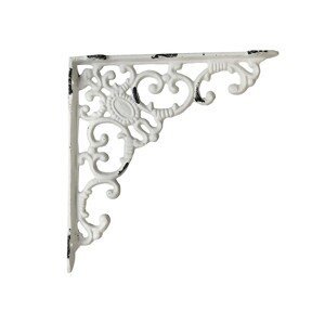 Krémová litinová konzole s ornamentem -20*19 cm Chic Antique