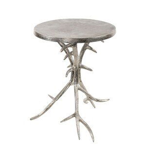 Stříbrný kovový odkládací stolek Deer s nohou ve tvaru parohů - 40*40*48cm Mars & More