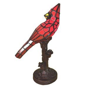 Stolní lampa Tiffany Red Parrot - 15*12*33 cm E14/max 1*25W Clayre & Eef