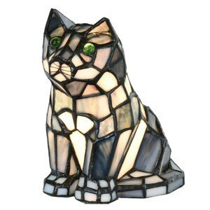 Stolní Tiffany lampa kočka - 15*15*16 cm  Clayre & Eef