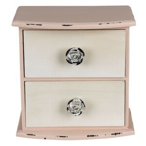 Růžová skříňka s bílými šuplíčky Lauren - 20*13*20 cm Clayre & Eef