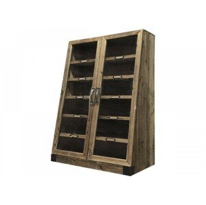 Nástěnná dřevěná skříňka s policemi a prosklenými dveřmi Cani - 52*27*72cm Chic Antique