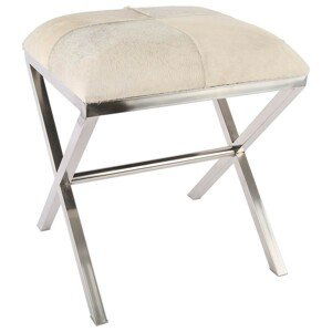 Kovová stolička Gotta s koženým šedým sedákem - 45*45*53cm Collectione
